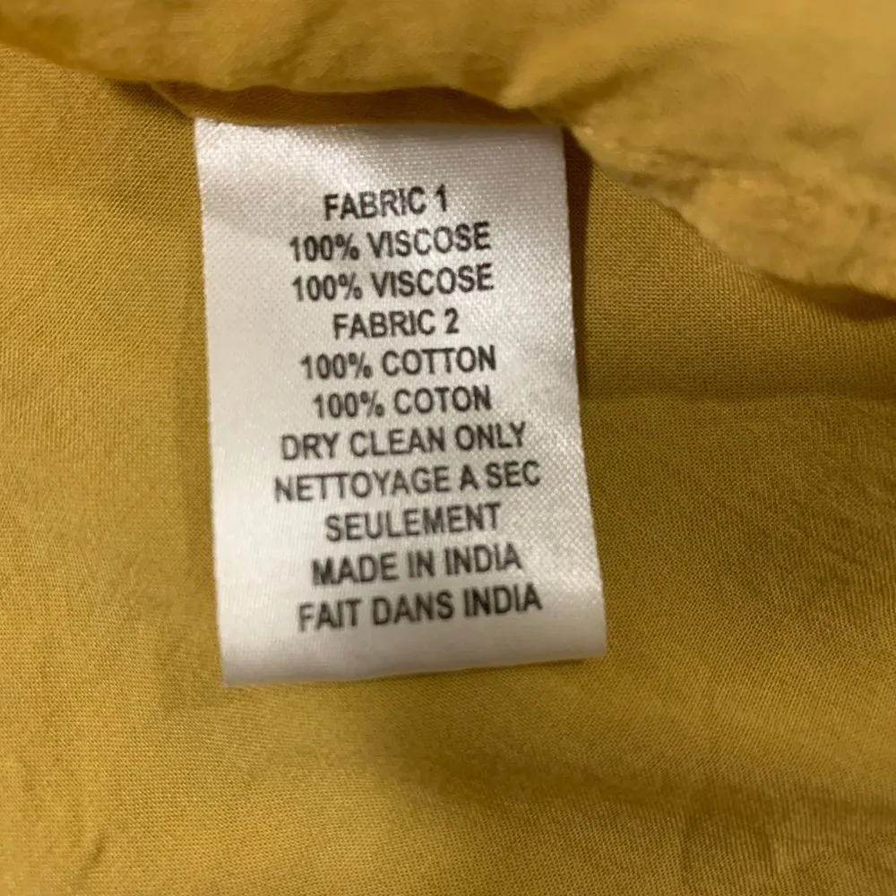 Anthropologie | Boho Yellow Embellished Neckline Viscose Cotton Blouse Size XS - Image 7