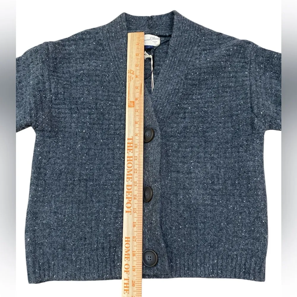 Gray speckled v neck thick cozy cardigan - Image 4