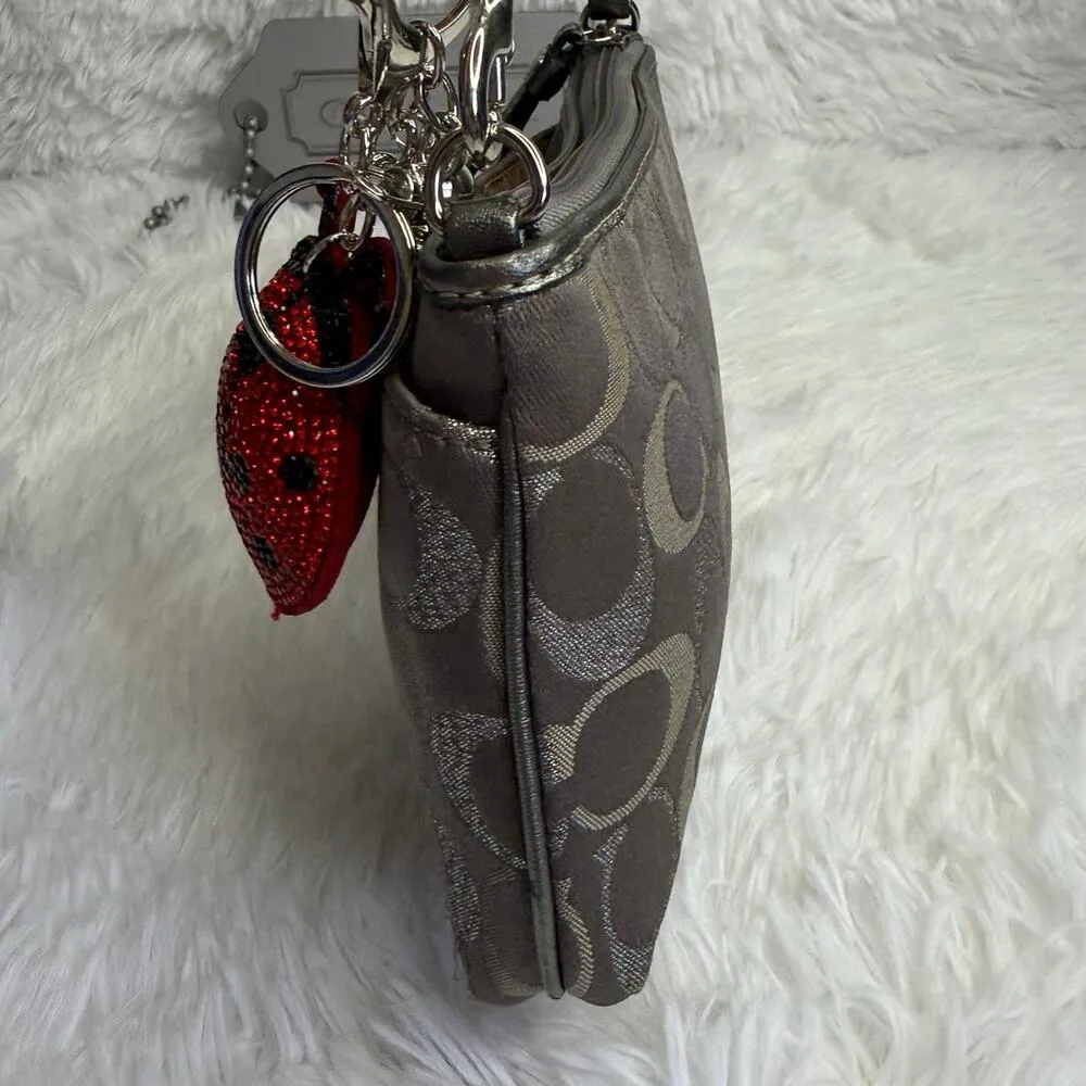 Coach  y2k Gray Silver Signature Canvas  Mini Purse Wristlet - Image 6