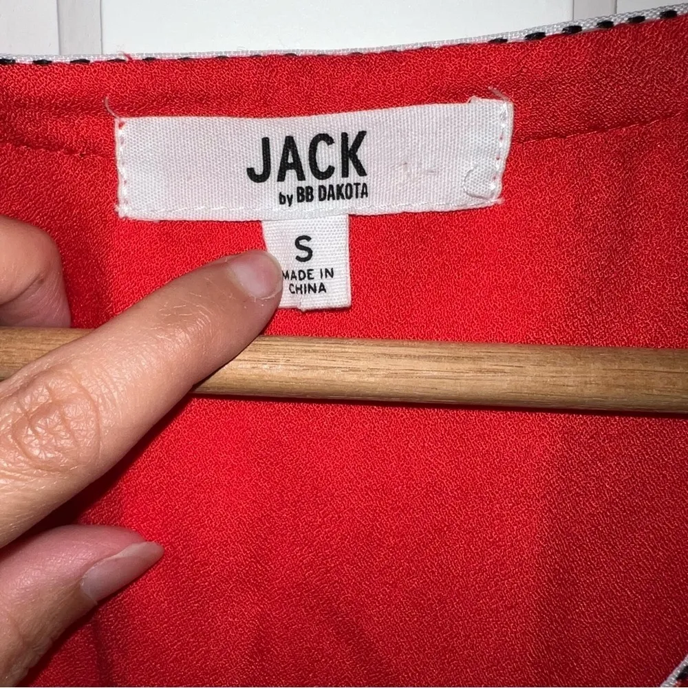 Jack by BB Dakota Klea Embroidered Surplice Dress Fire red size small - Image 13