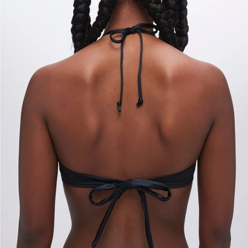 NWT Good American Size 1 S Lilac Purple Shine Ruched Halter Tie Bikini Swim Top - Image 9