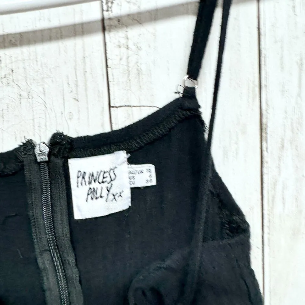 Princess Polly Dress Women Size 6 Wrap Around Black Sleeveless Mini Open Back - Image 2