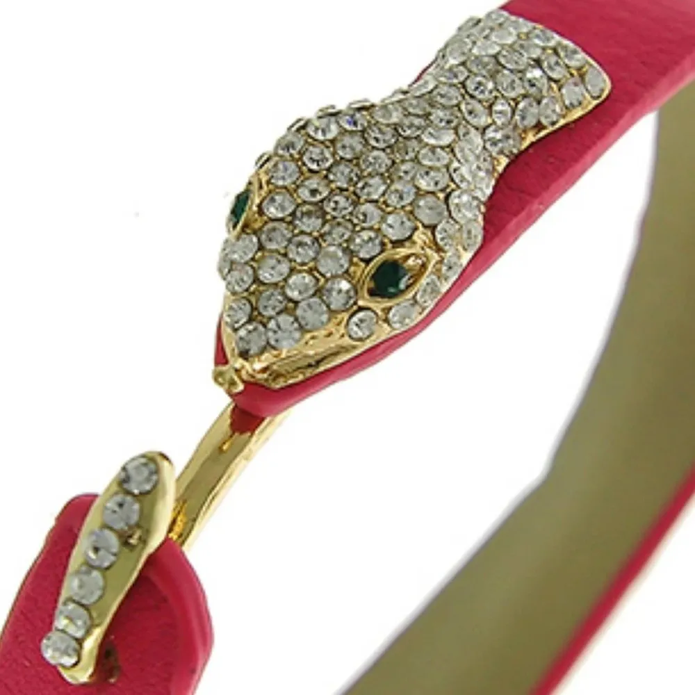 LEATHERETTE RHINESTONE SNAKE BRACELET - Image 2
