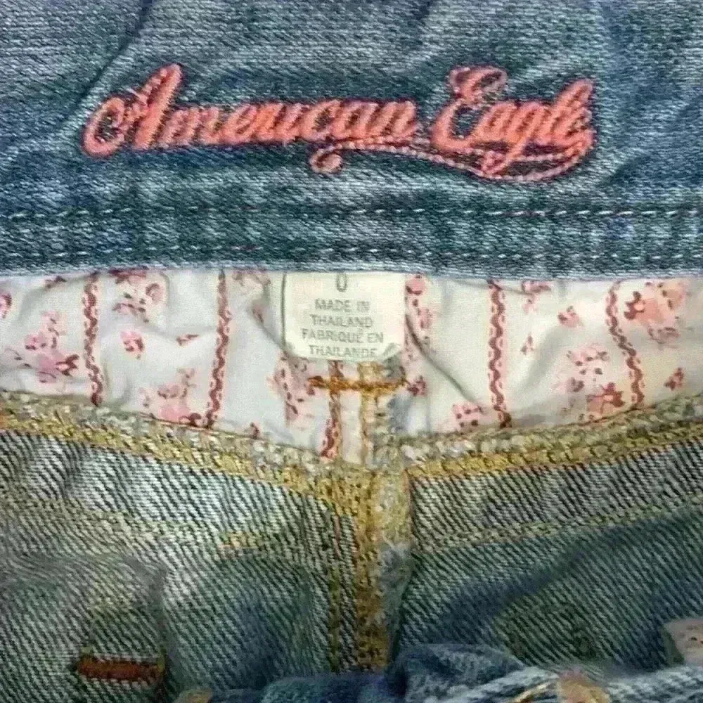 American Eagle denim mini skirt sz 27 fall western concert winter y2k distressed - Image 7