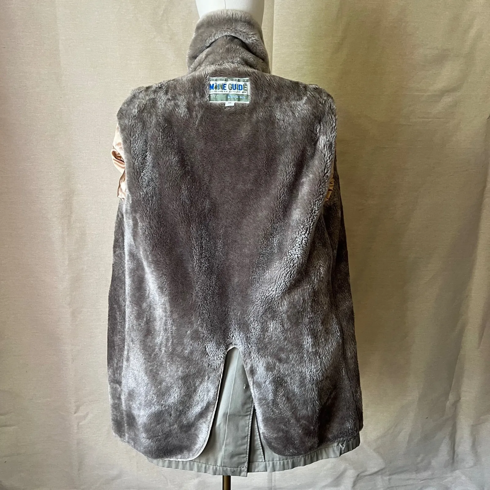 Vintage Maine Guide by Congress Gray Coat with Faux Fur Lining Sz 40 Made in USA Tan Size L - Image 7