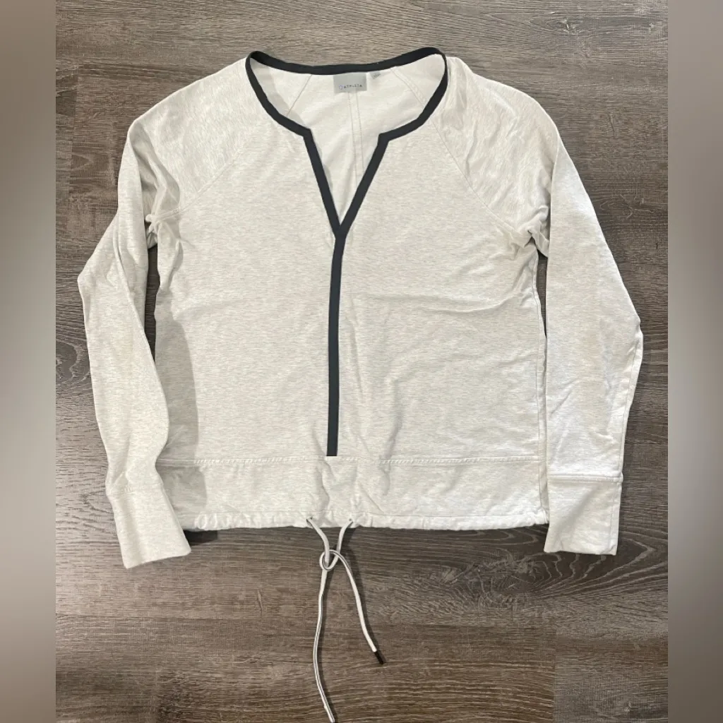 Athleta Sentry‎ Yoga Tie Sweatshirt Pullover Long Sleeve Light Gray Size S - Image 2
