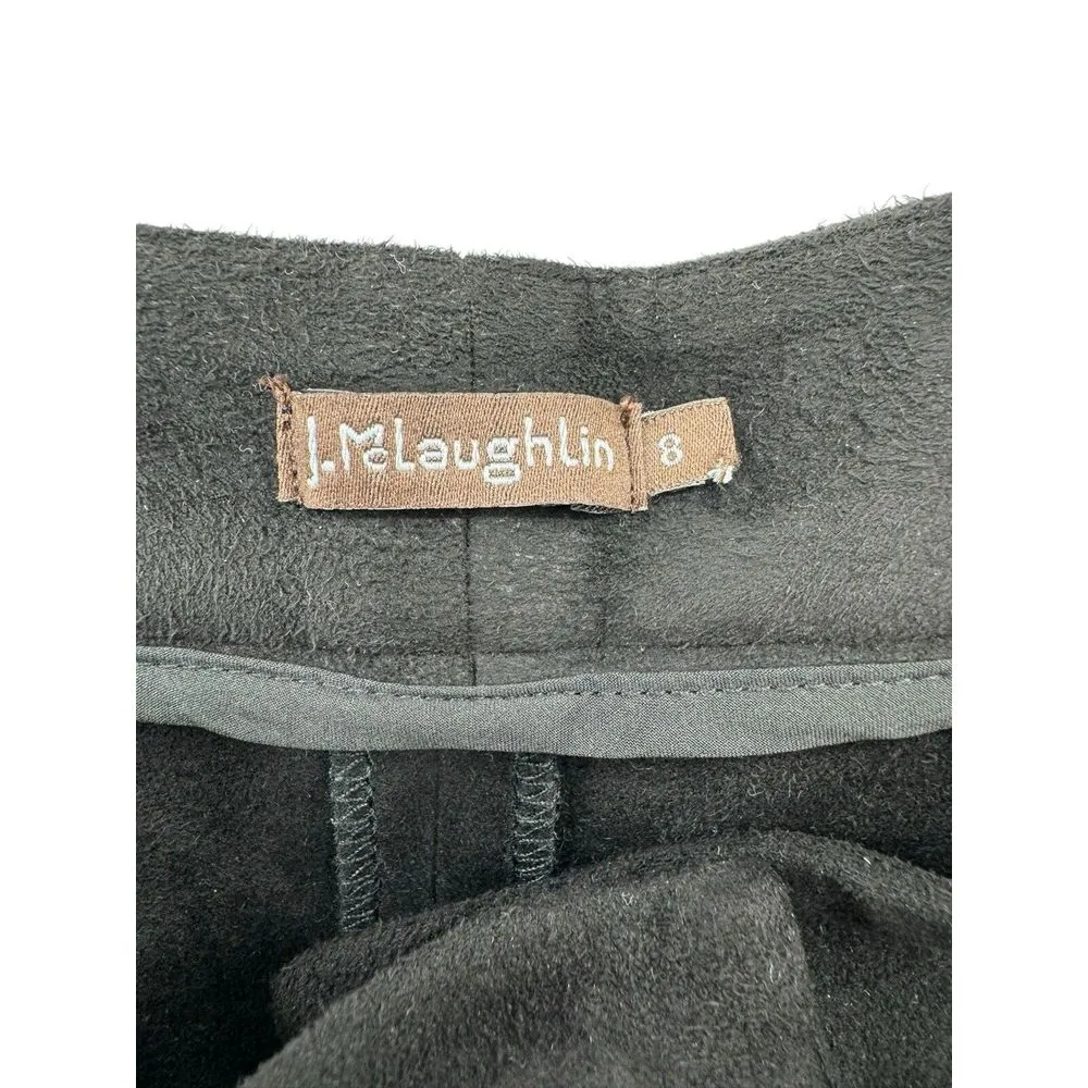 J. McLaughlin Black Suede Pants Size 8 Pockets Button Clasp Classic Office - Image 7