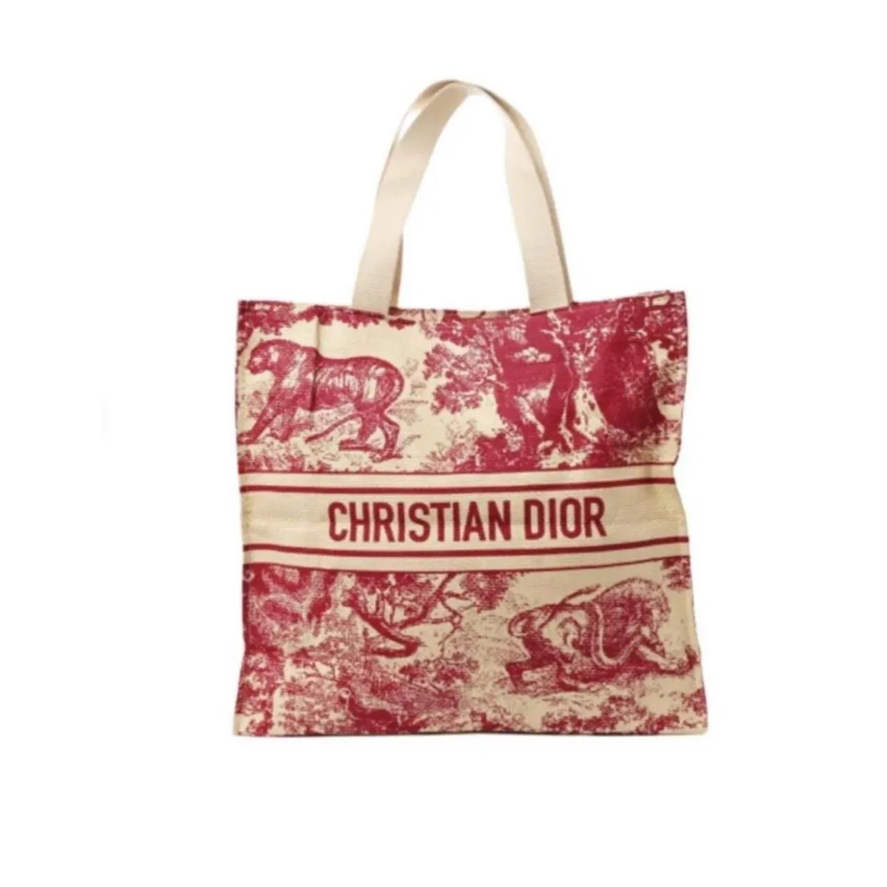 NWT Christian Dior Red Diorivera Straw Tote Bag - Image 2