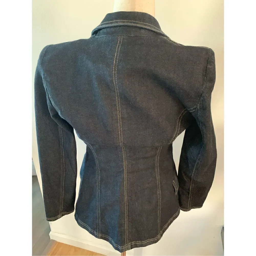 White House black market starchy Jean jacket dark blue/black size 00 - Image 3