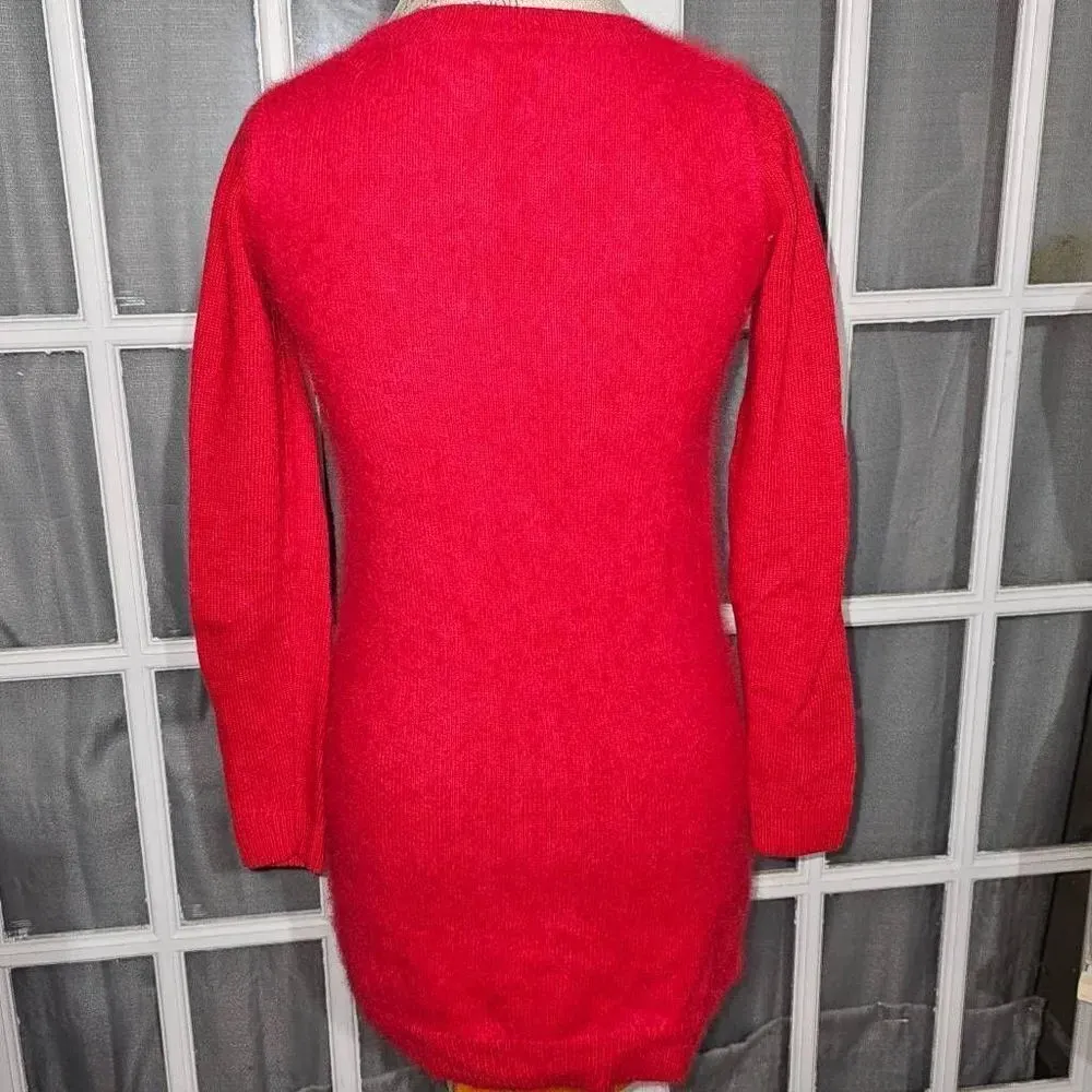 Wallace Womens Red Rabbit Hair Lambs‎ Wool Cashmere Blend Sweater Small Red - Image 2