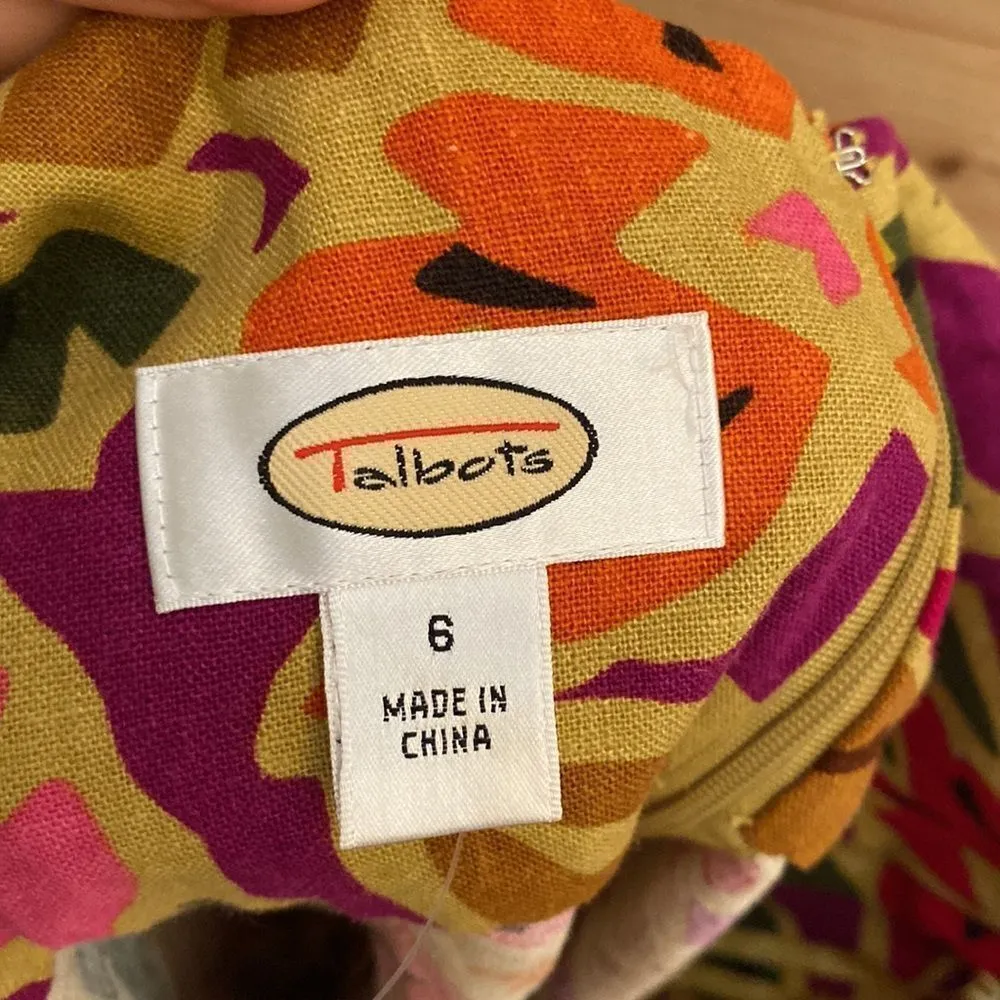 NWT Vintage Talbots Size 6 Linen Rayon Blend Floral Tank Dress Deadstock - Image 11