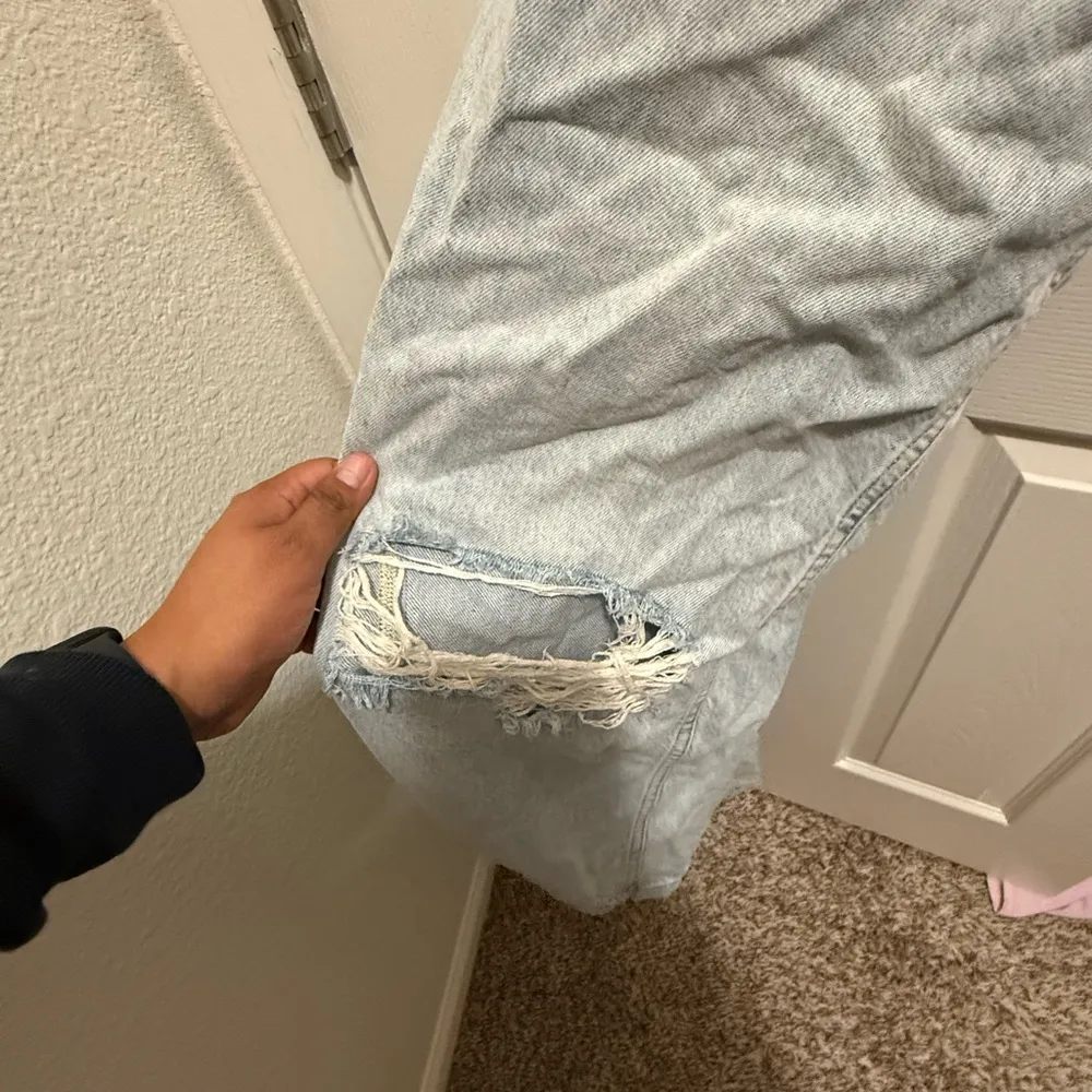 We the free Women's Light Blue Distressed Denim Overalls - Image 6