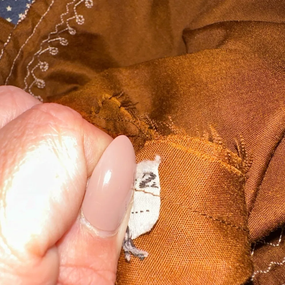 Sari Sapne Dress Dark Senape Cream Embroidery Size Small Orange - Image 8