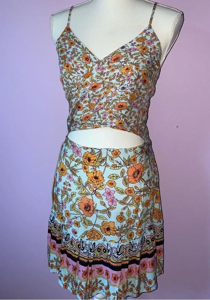 NEW Maaji Size L Bells and Nature Florentina Mini Dress Boho Floral Fairy - Image 2