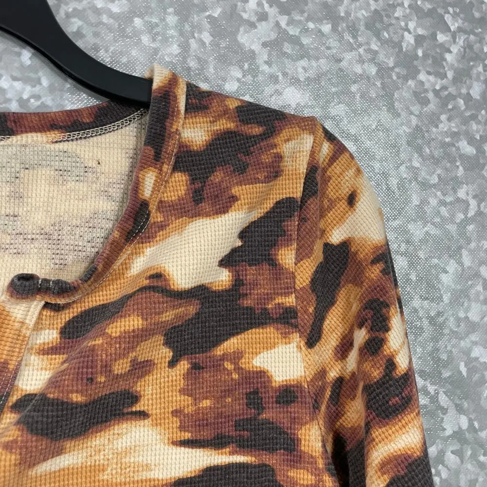 Roaman's Women's Orange & Brown Camouflage Waffle Knit Tee - Image 2