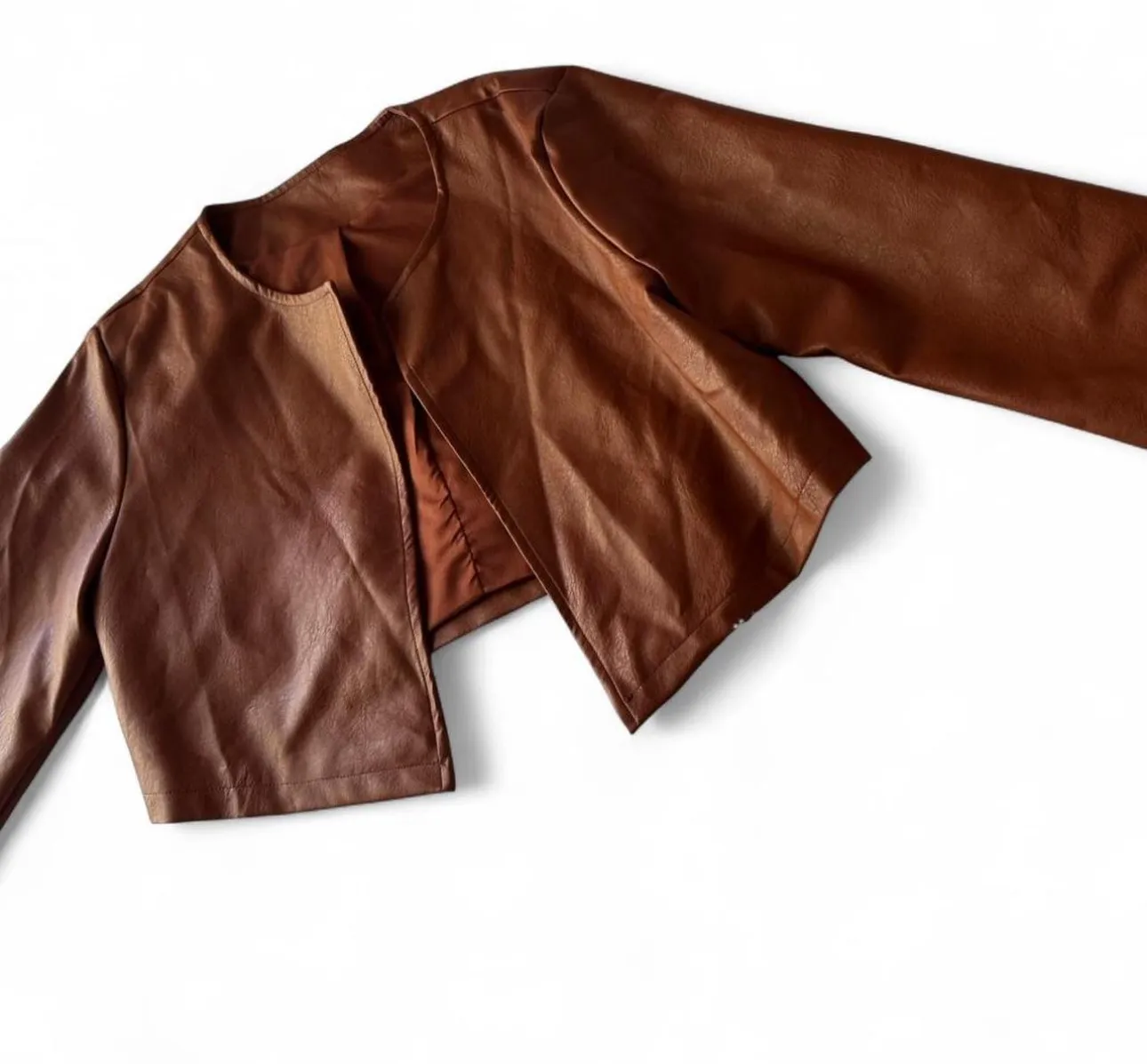 Shein Cropped Faux Leather Jacket Women’s L - Image 2