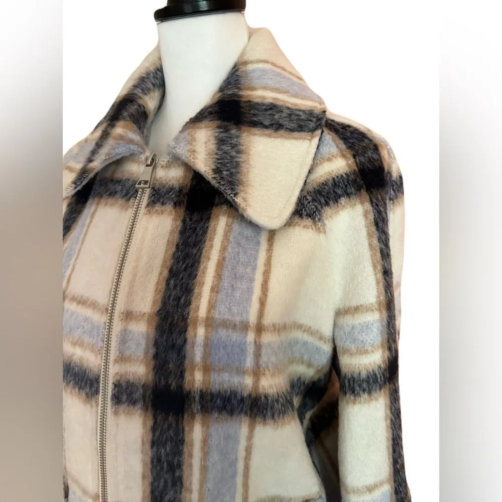 NWT Bagatelle Cream, Blue, Neutral Plaid Cropped Jacket | M - Image 2