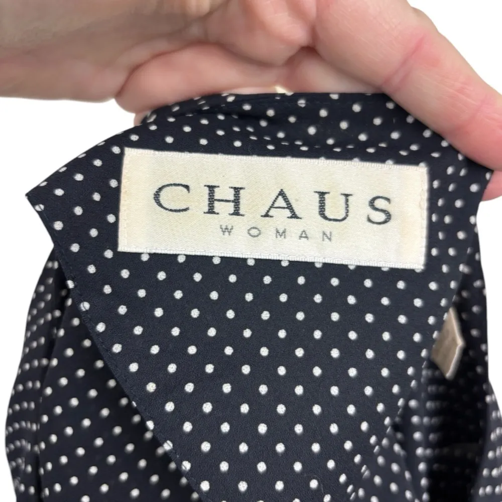 Vintage Chaus blouse size 24 polka dot dressy 80s semisheer party office casual - Image 5