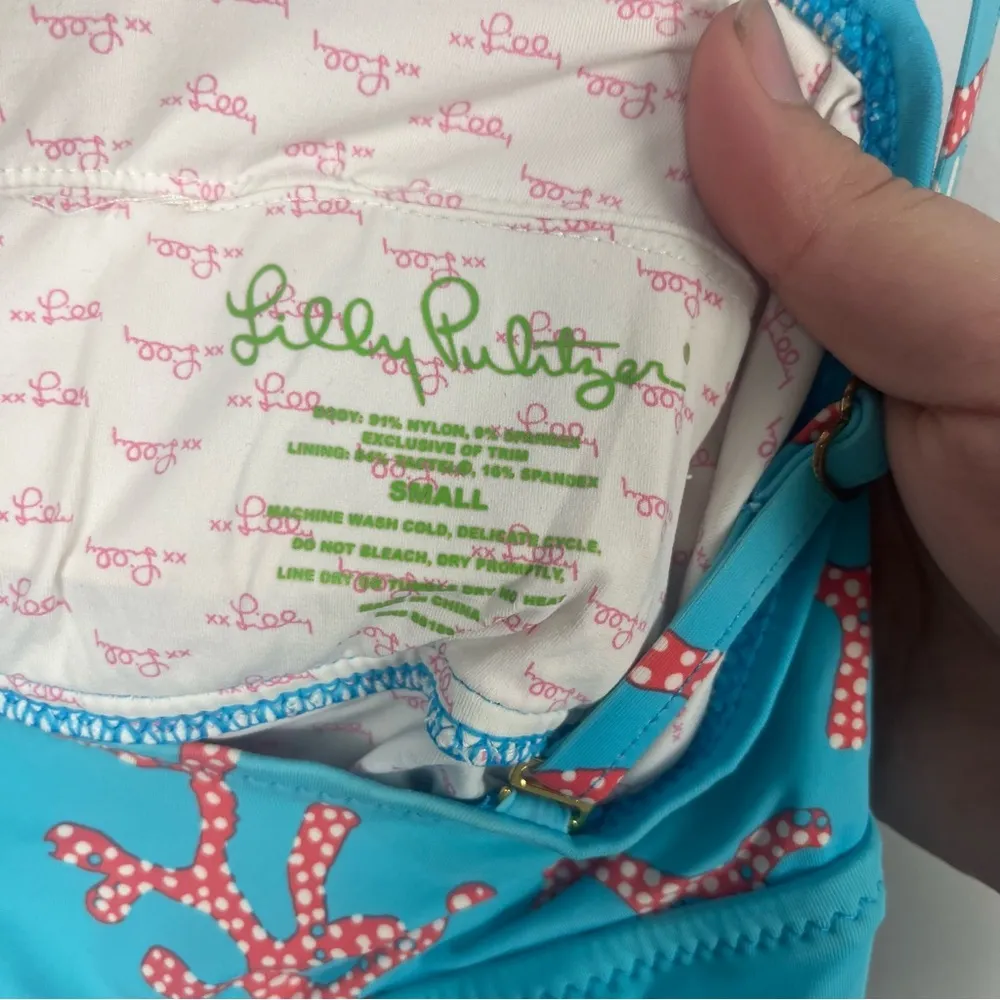 Lilly puliziter Tankini swim top Color me coral blue size small - Image 3