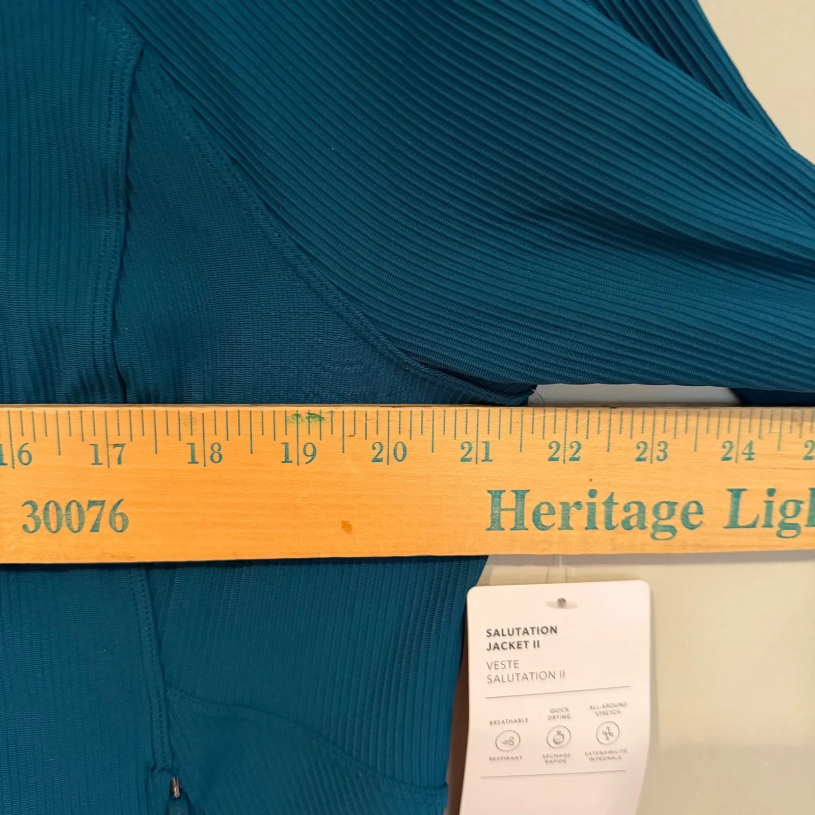 Athleta Salutation Jacket II Ribbed Full Zip Women's Teal 1X Activewear Yoga - Image 14