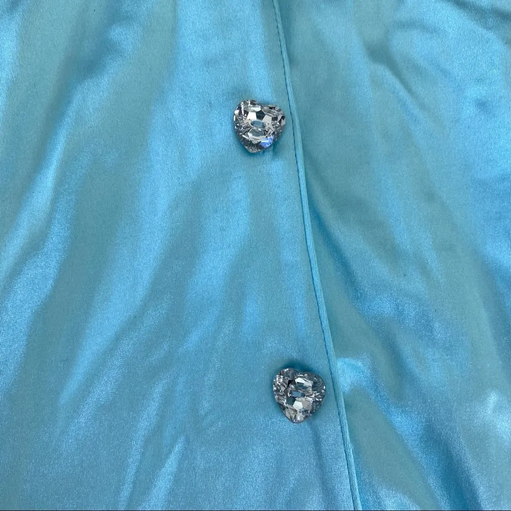 Alpine Butterfly Swim Alyssa Bikini and Cher Cover Up Shirt in Baby Blue Satin Size M - Image 4