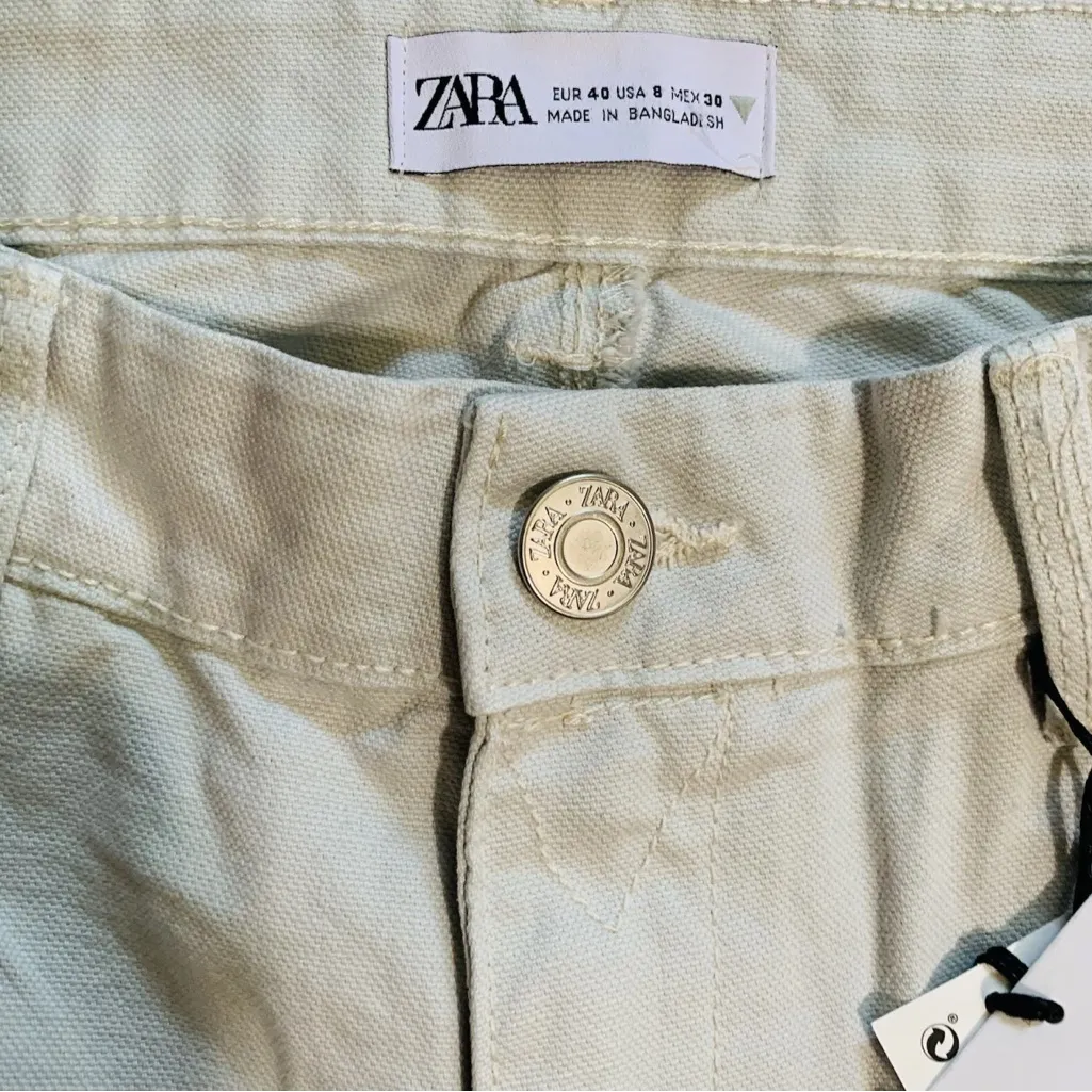NEW ZARA Women Blue Gray amid Rise Cargo Jeans Extra Wide Size 40‎ - Image 10