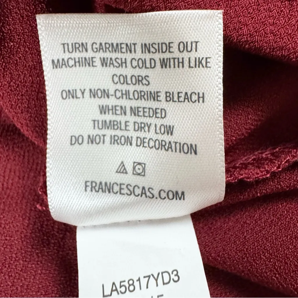 Alya Wine Wrap Womens
Top L V-Neck Floral Embroidered Bell Sleeve Cottage Boho - Image 10