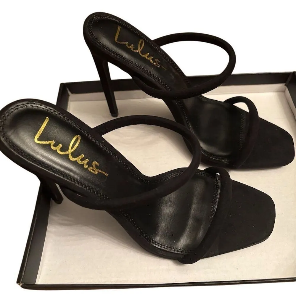 Lulus Women's theyaa Black Strappy High Heel Sandals Size 7.5 Formal - Image 4