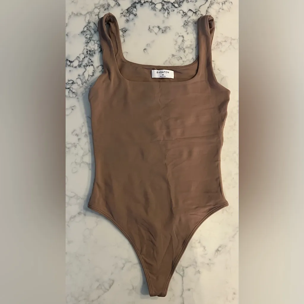 Babaton Aritzia Women’s Contour Tank Dark Tan Square Neck Bodysuit XS NWOT - Image 4