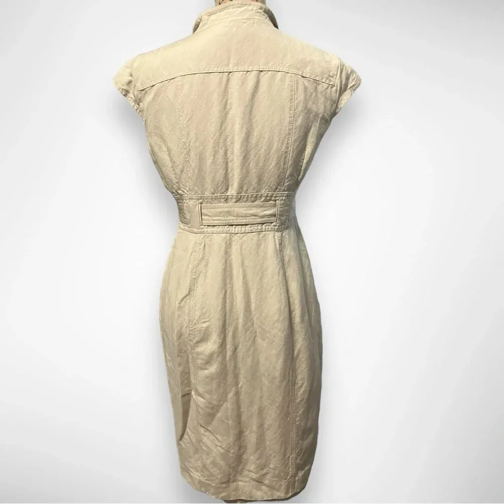 CALVIN KLEIN Women's Khaki Cap Sleeve Belted Dress‎ Size 8 | EUC - Image 5