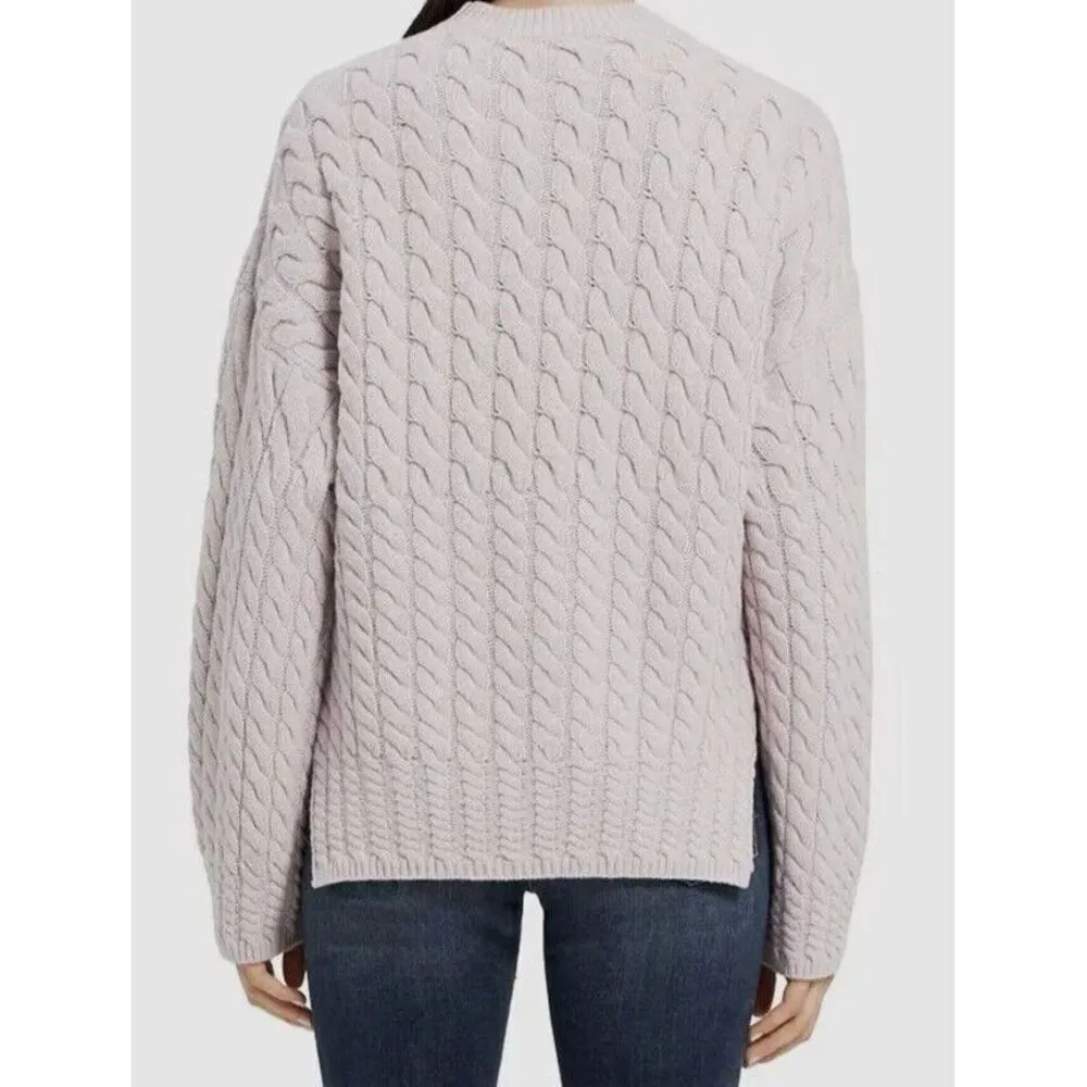 $495 Theory Women Pink Karenia Crew-Neck Cable Knit Pullover Wool Sweater Size S - Image 2