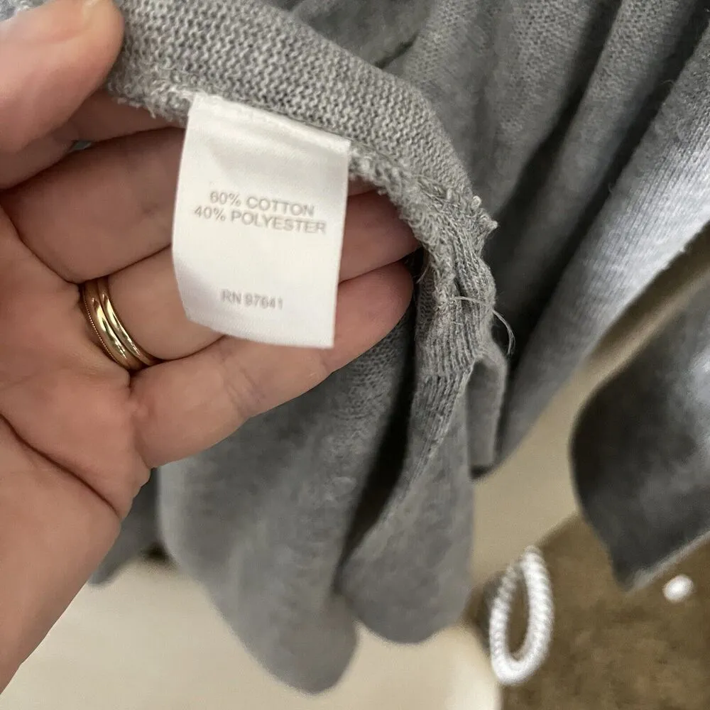 PURE J. JILL CARDIGAN Gray LONG OVERSIZE DUSTER SWEATER Cotton Pockets Sz S - Image 5
