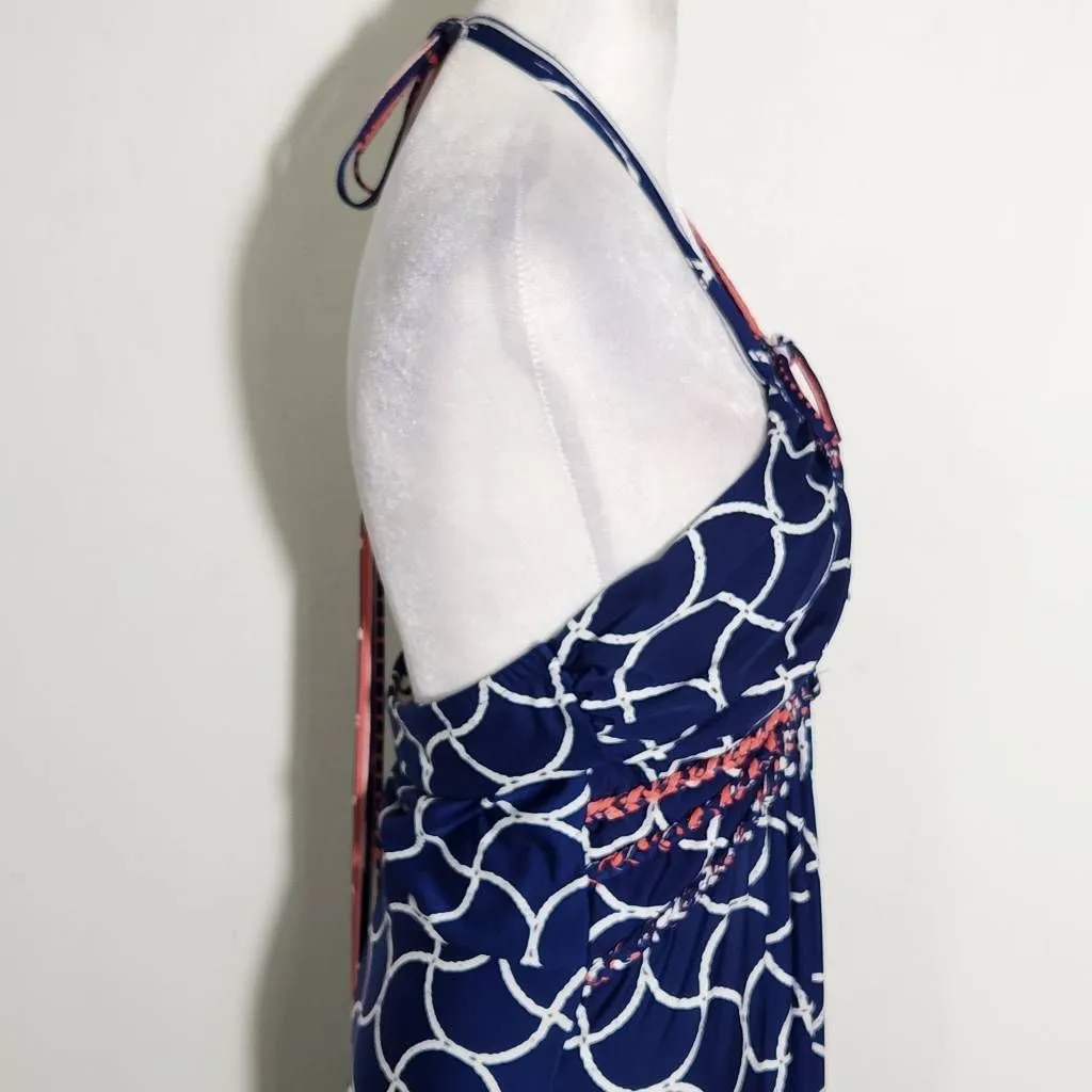 Saint Tropez West Pink and Navy Maxi Dress Size Medium Resortwear Dress - Image 6