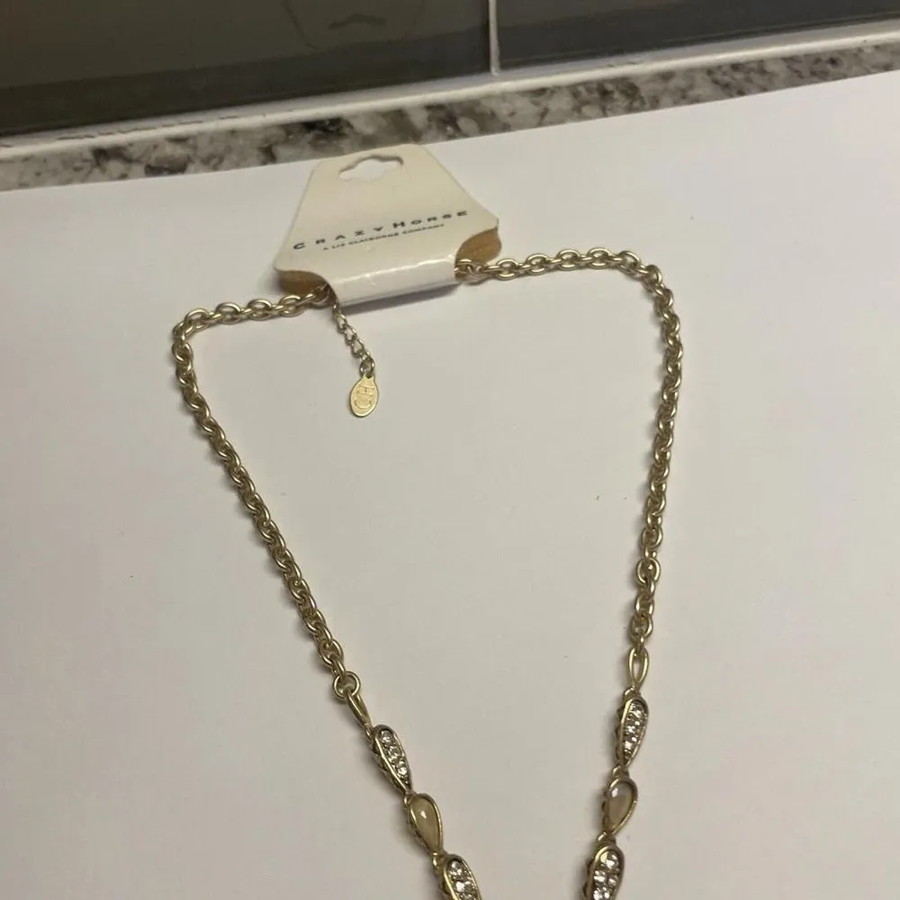 CH Crazy Horse by Liz Claiborne SOCIAL OPAL Necklace Gold Tone Chain $22 - Image 9