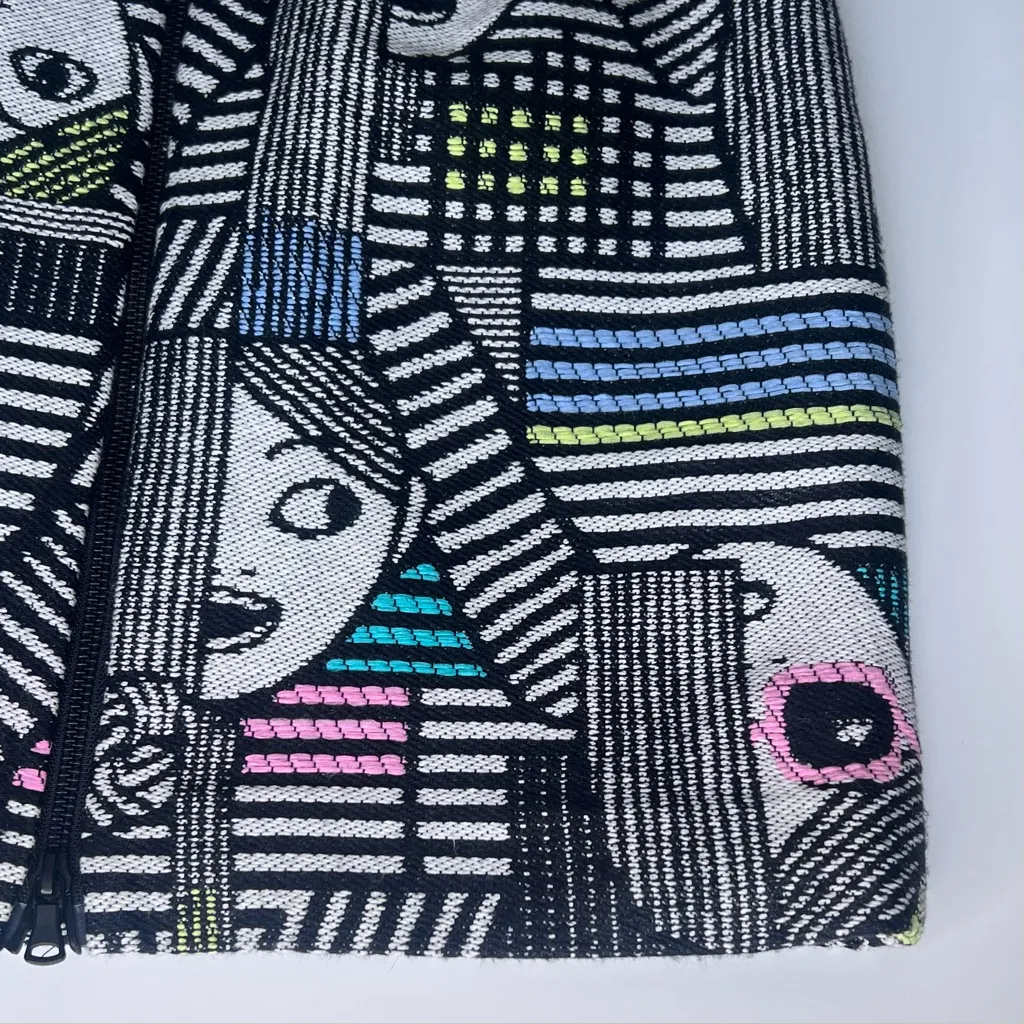 MILLY Les Femmes Mod‎ Faces Multicolor Jacquard Full Back Zip Mini Skirt Size 6 - Image 15