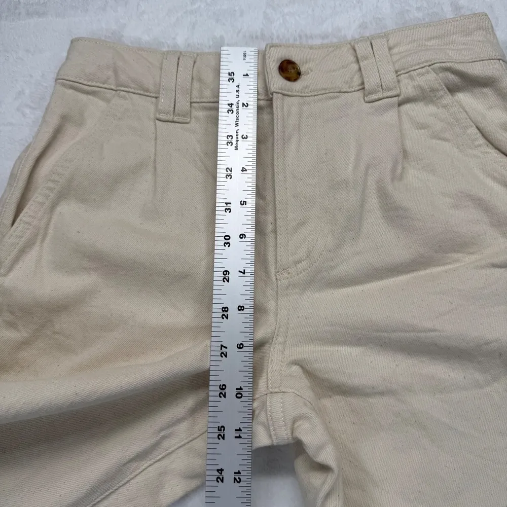 Sezane Pleated Trousers High Waist Straight Leg Beige Pants barrel jeans Size 26 Tan - Image 3