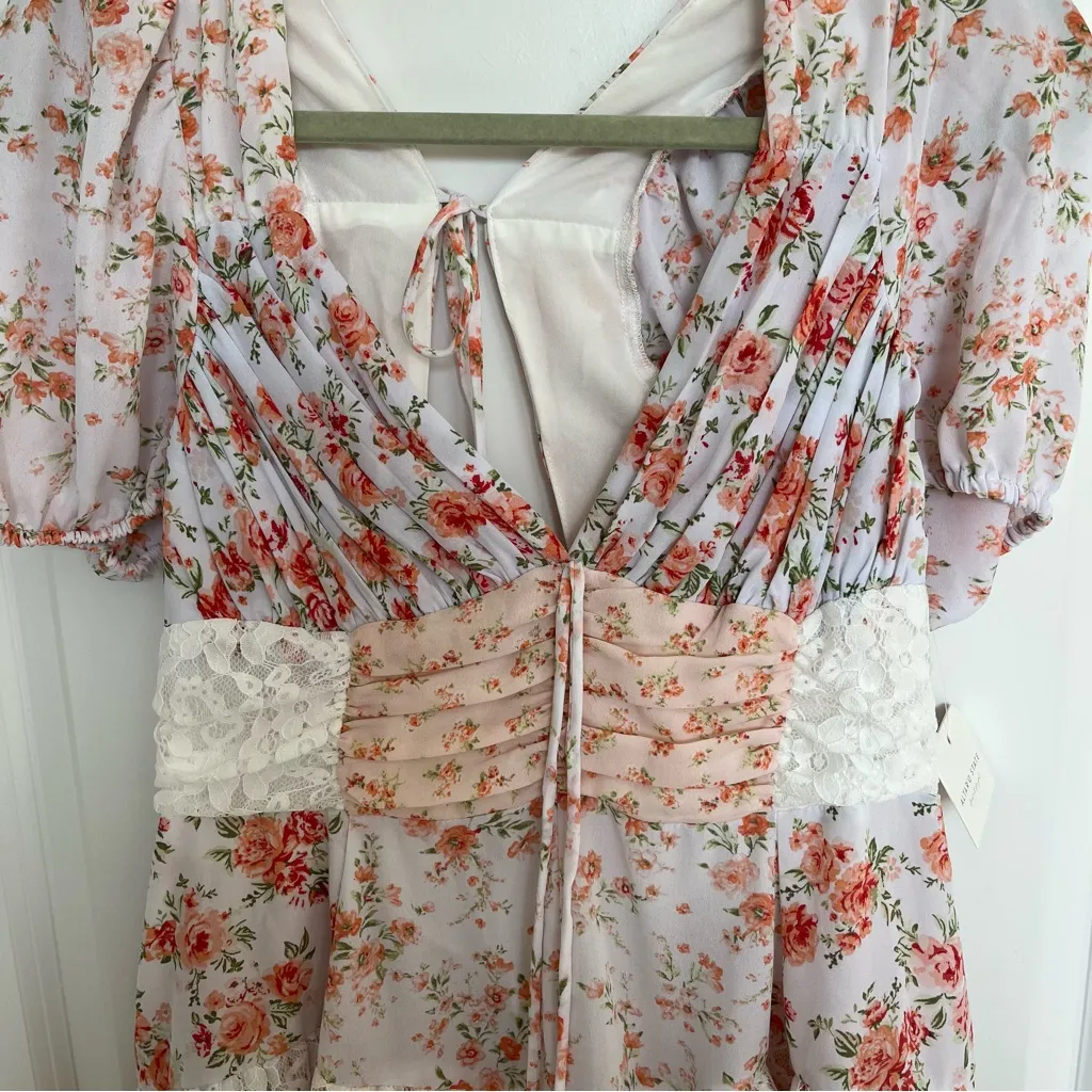 NEW Altar’d State Coral Peach Aderny Floral Mini Dress Size Large NWT - Image 7