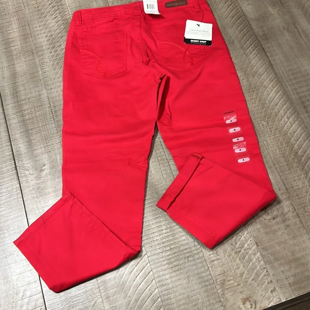 Calvin Klein Jeans power stretch Skinny Crop Red denim NWT - Image 3