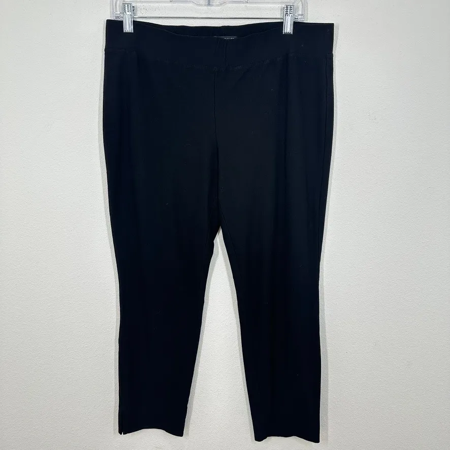 Eileen Fisher Women's Size Medium Lightweight Stretch Knit Black Pants Comfort - Image 2