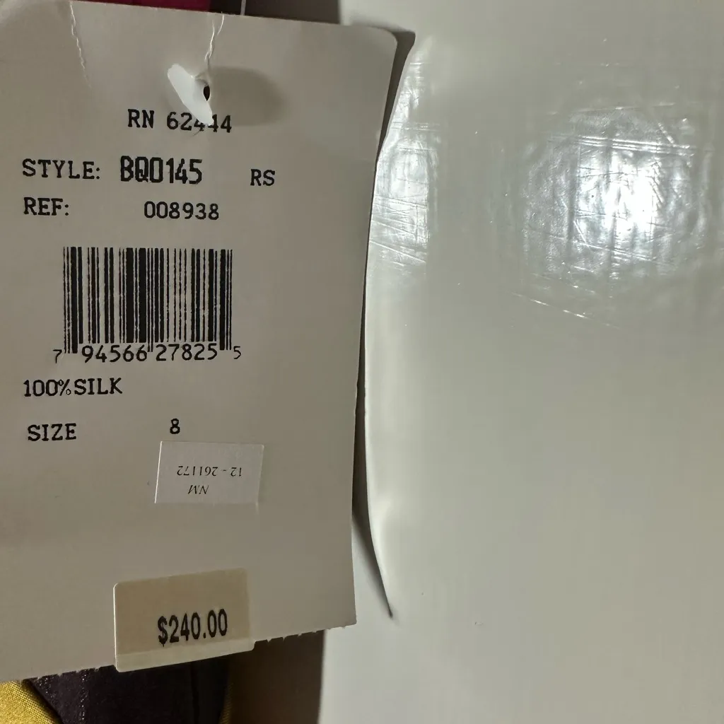 Nicole Miller Strapless Dress in Red with Brown and Gold Accents - Image 9