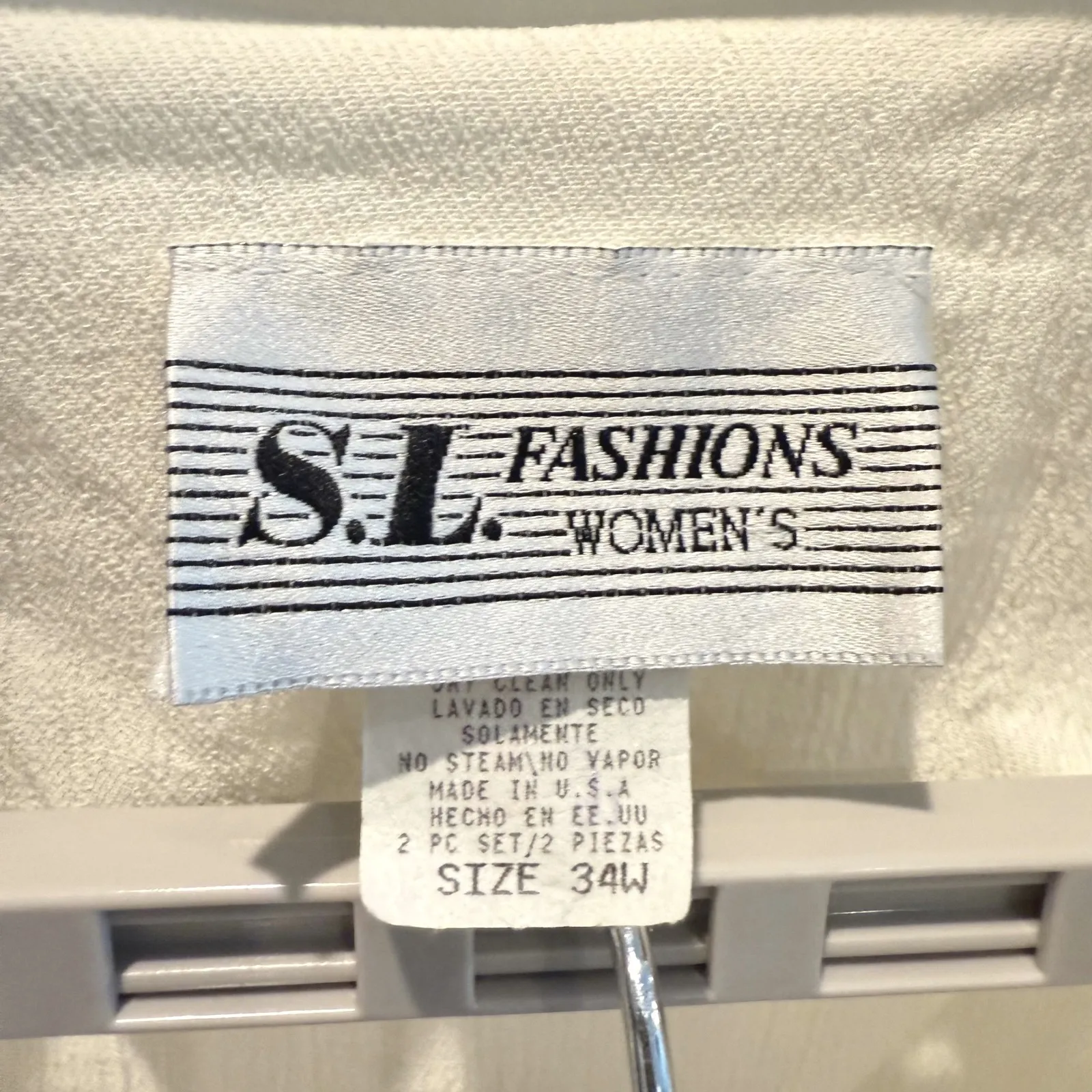 S.L. Fashions Women's 2 PC Set Skirt Suit Plus Size 34W Beige Button Front Tan - Image 7