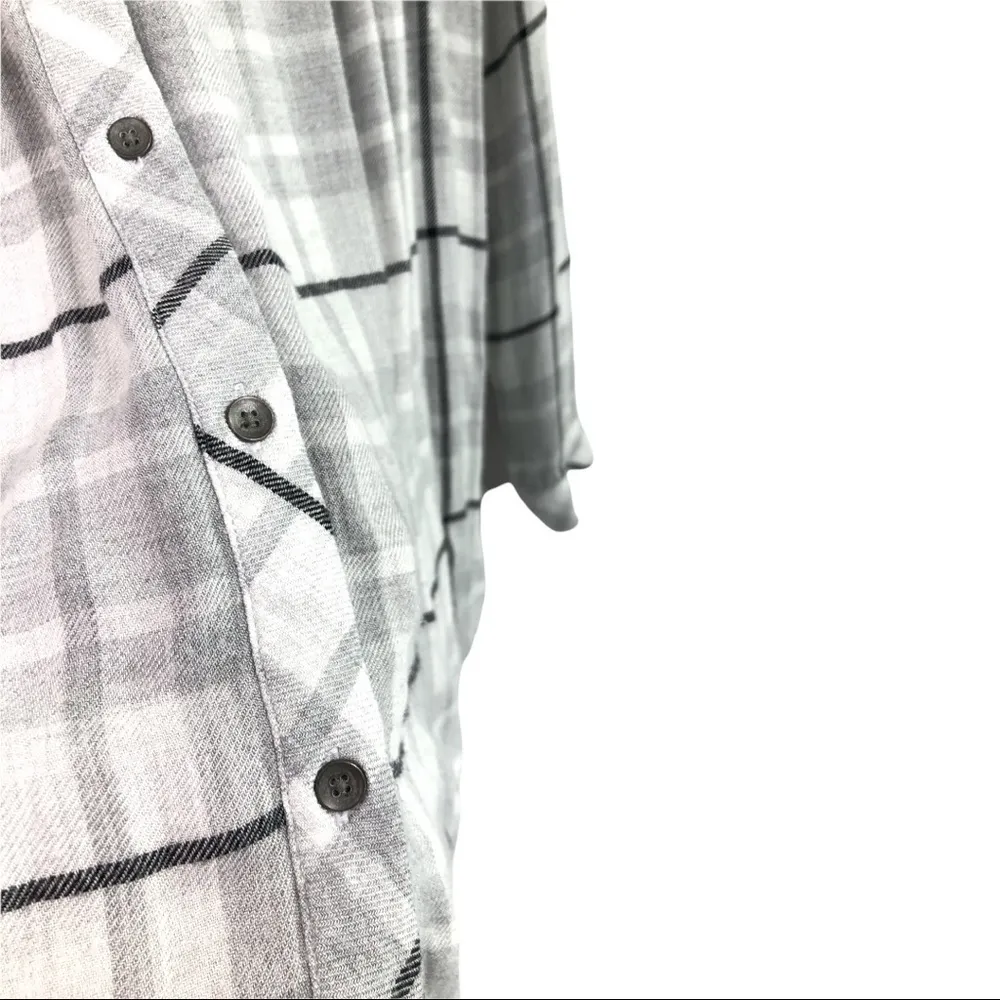 Cloth & Stone - Grey Fringe Plaid Button-Down Blouse - XS - Image 6