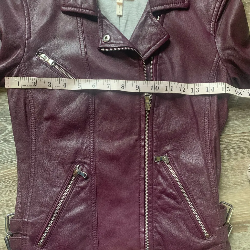 Rebecca Taylor Burgundy Purple Lamb Leather Jacket 0 - Image 6