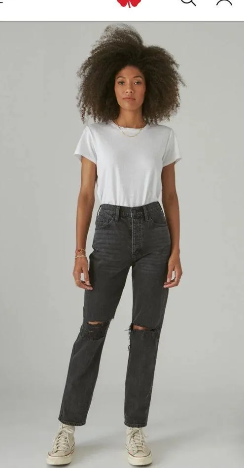 Lucky Brand Zoe High Rise Straight Leg Jeans Black size 26(2) - Image 7