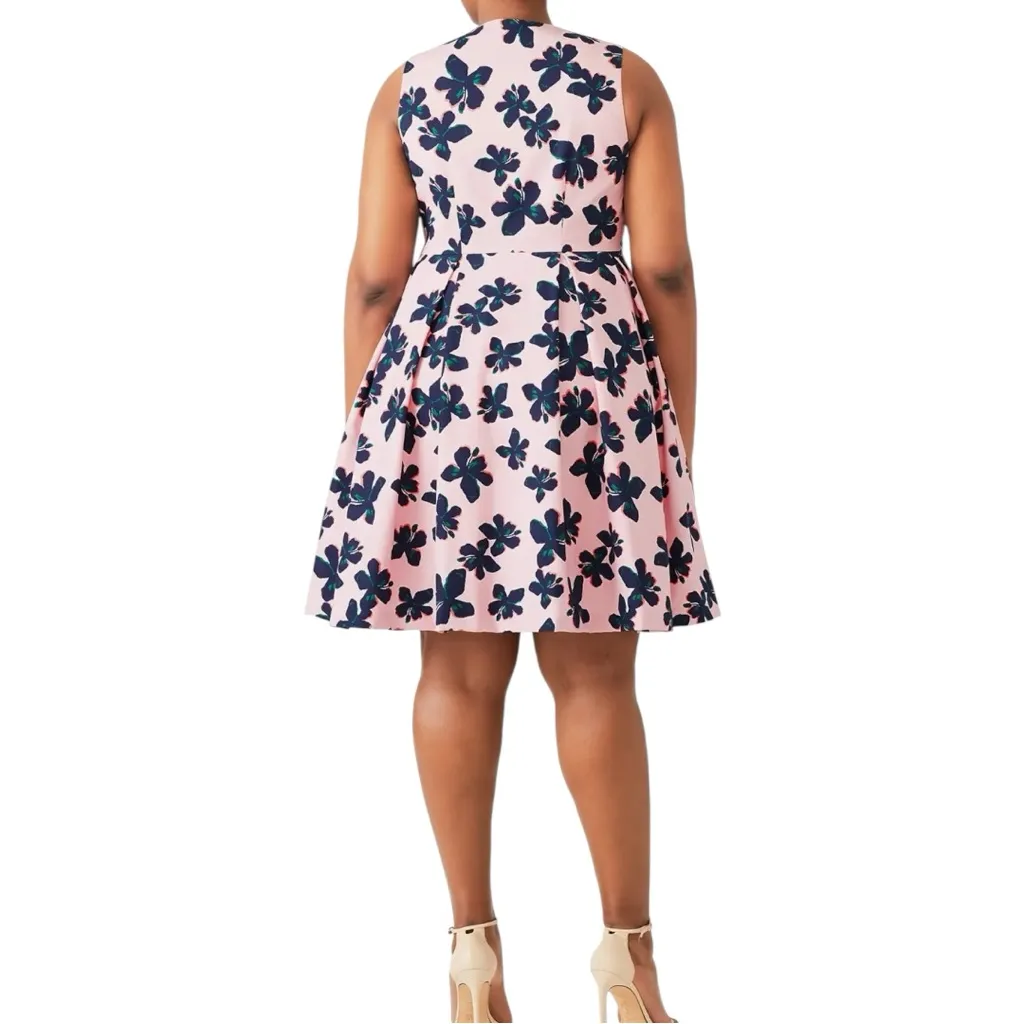 Draper James for Eloquii Hibiscus Fit & Flare Dress Pink Floral Print size 24 - Image 2