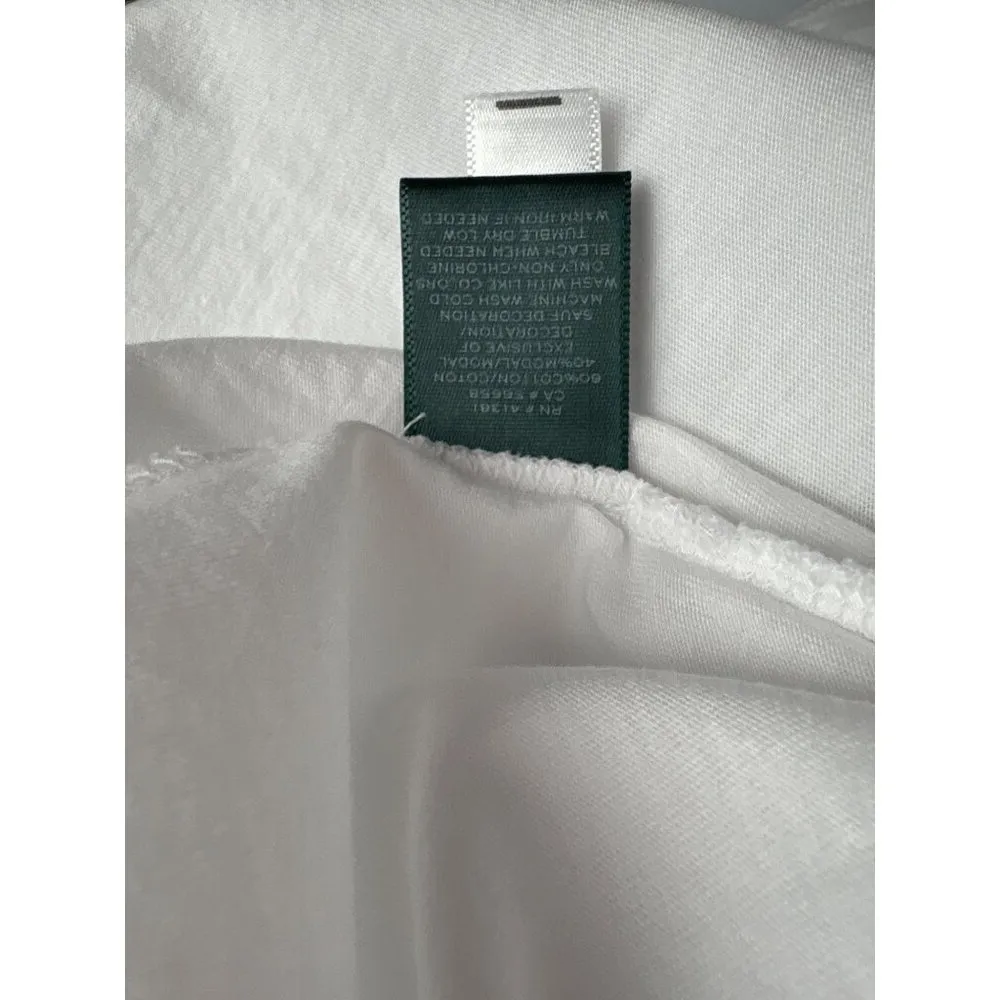 Lauren Ralph Lauren Womens 1X White Eyelet Lace Cotton Modal Top - Image 4