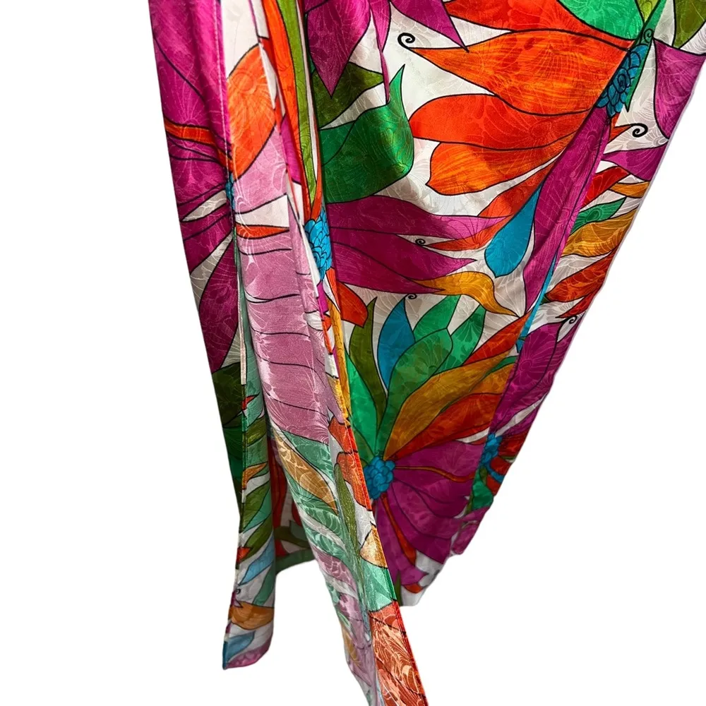 NEW NWT Ronny Kobo Gildo One Shoulder Silk Midi Dress In Jungle Floral Multiple Size L - Image 8