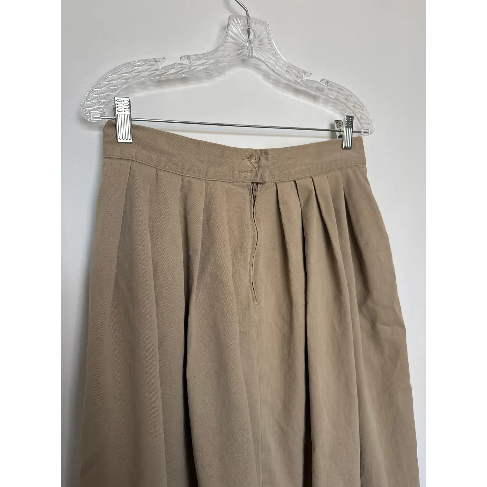 Ruff Hewn 1990s–2000s Cotton Midi Skirt Taupe Neutral pockets medium - Image 8