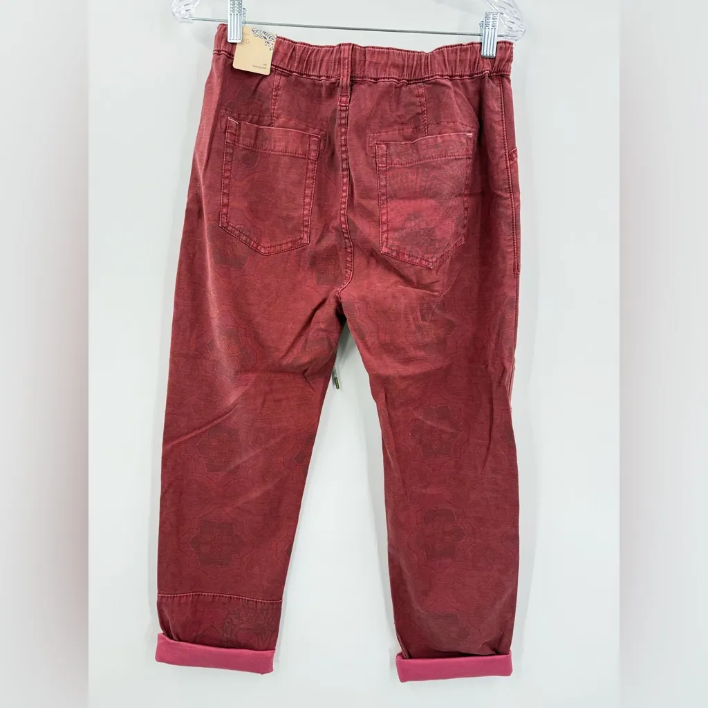 Anthropologie Pilcro NWT The Trailblazer Patchwork Pants Burgundy‎ Size XS - Image 3