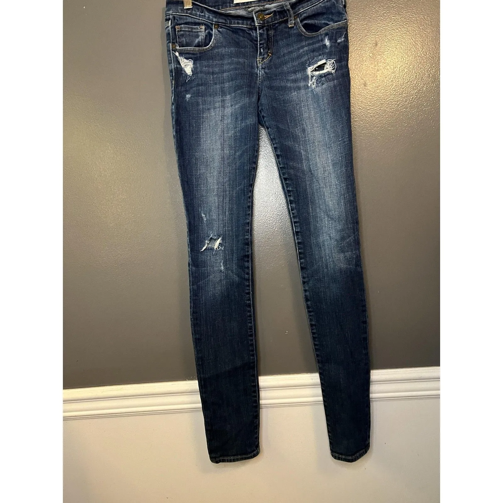 Abercrombie & Fitch Jeans Womens 26x33 Dark Wash Perfect Stretch Skinny Ripped - Image 2